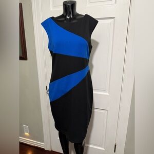 Womens Blue Black Calvin Klein Sleeveless Dress Size 8